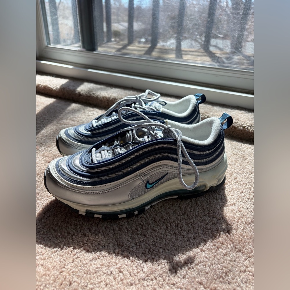 Nike Air Max 97 OG Metallic Silver Chlorine Blue 6.5 Womens Sneakers